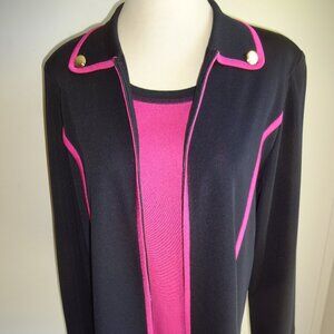2 Piece Womens Black Pink Exclusively Misook Cardigan Sweater Set M L Korea
